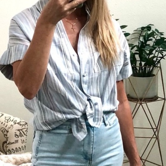 NWT OAT NY Button Down Striped Top Collared Size XL 100% Cotton - Picture 7 of 7